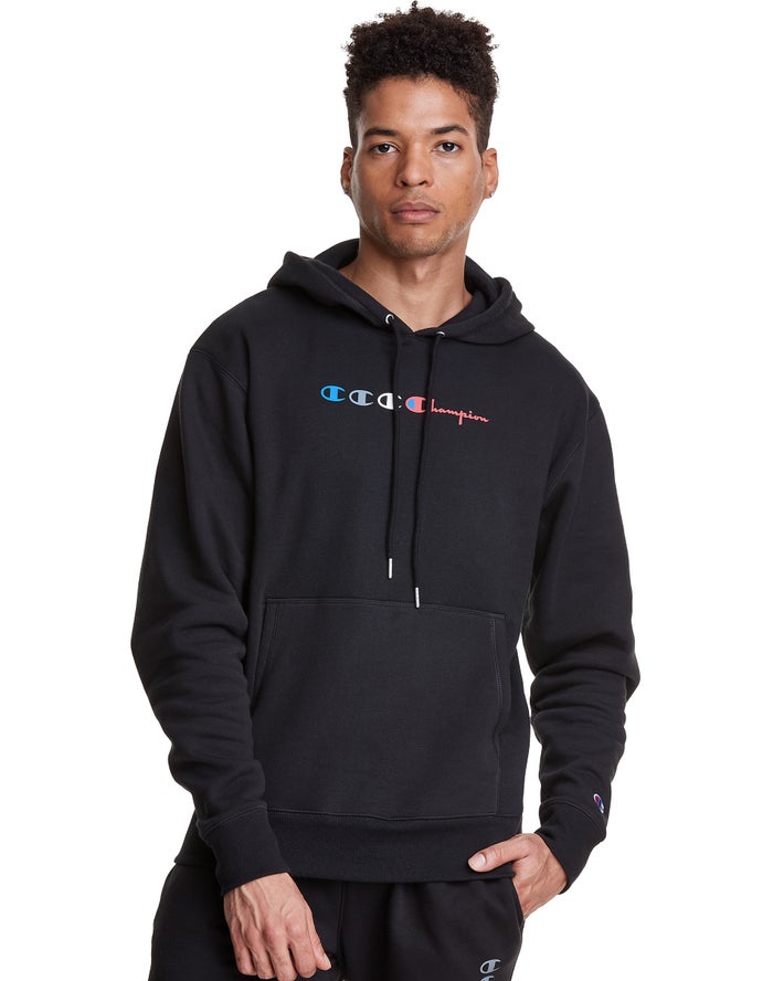 Champion Hoodie Heren - Zwart - Classic Fleece Triple Logo ( 046793-SPX )